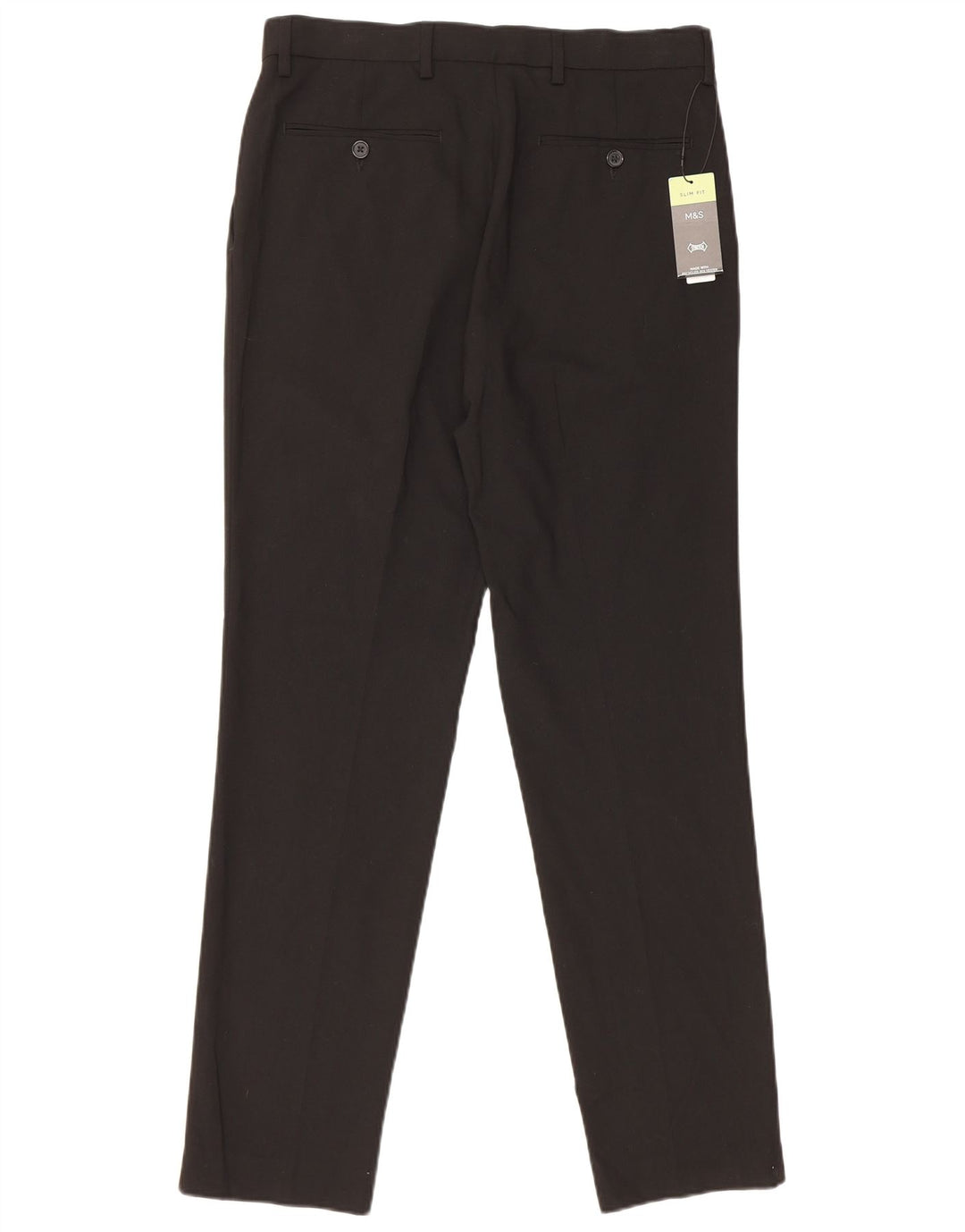 Marks & Spencer Mens Slim Fit Chino Trousers W32 L31 Black Polyester