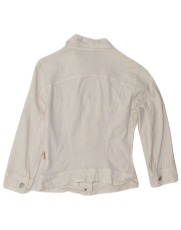 Liu Jo Womens Crop 3/4 Sleeve Denim Jacket UK 6 XS White Cotton