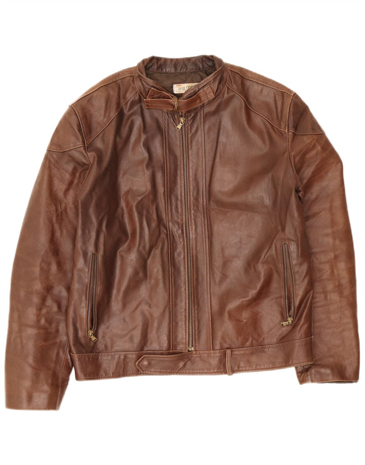 Bata Mens Leather Jacket IT 52 XL Brown Leather