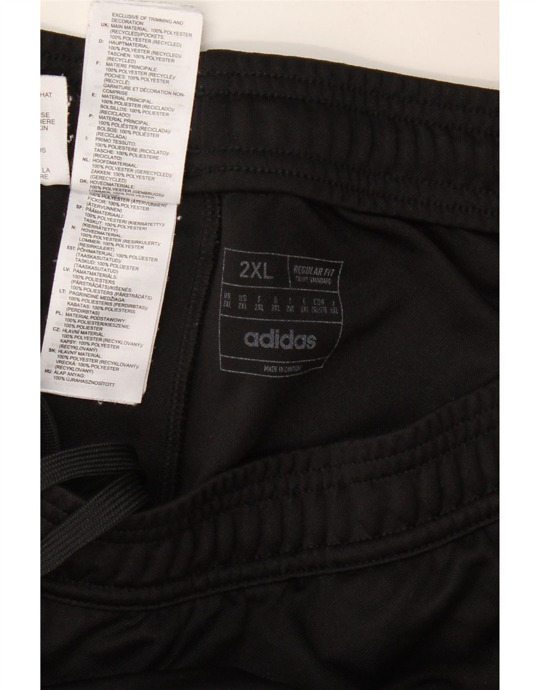 ADIDAS Mens Regular Fit Tracksuit Trousers 2XL  Black Polyester