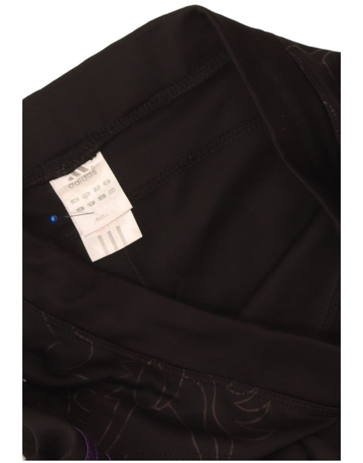 Adidas Womens Graphic Leggings UK 14 Large Black Polyester