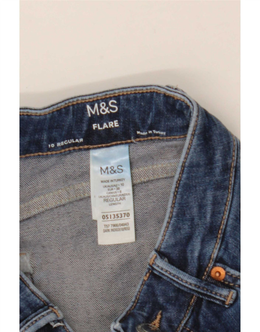 Marks & Spencer Womens Regular Fit Flared Jeans UK 10 Small W26 L28 Blue
