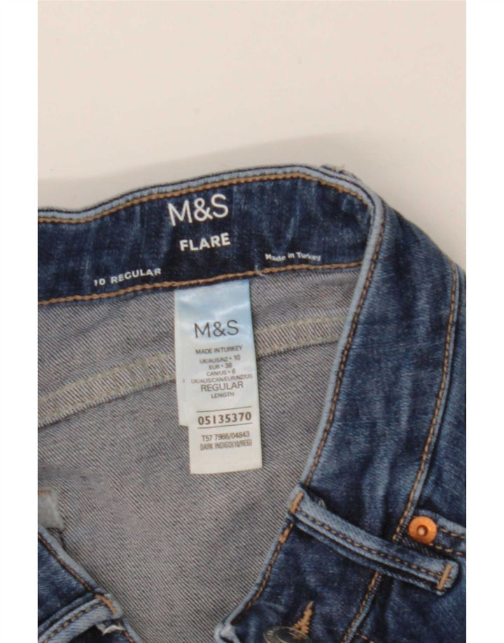 Marks & Spencer Womens Regular Fit Flared Jeans UK 10 Small W26 L28 Blue