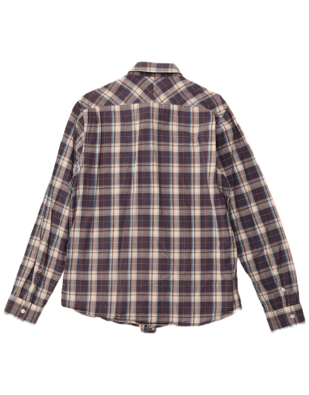 LEE Mens Shirt Large Navy Blue Check Cotton