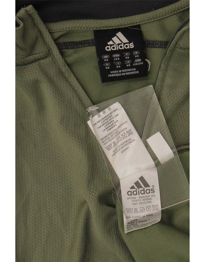 Adidas Mens Zip Neck Pullover Tracksuit Top XS Khaki Polyester