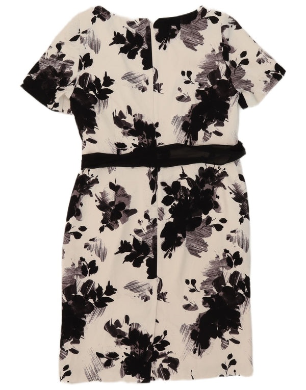 Jacques Vert Womens Sheath Dress UK 14 Large White Floral Polyester