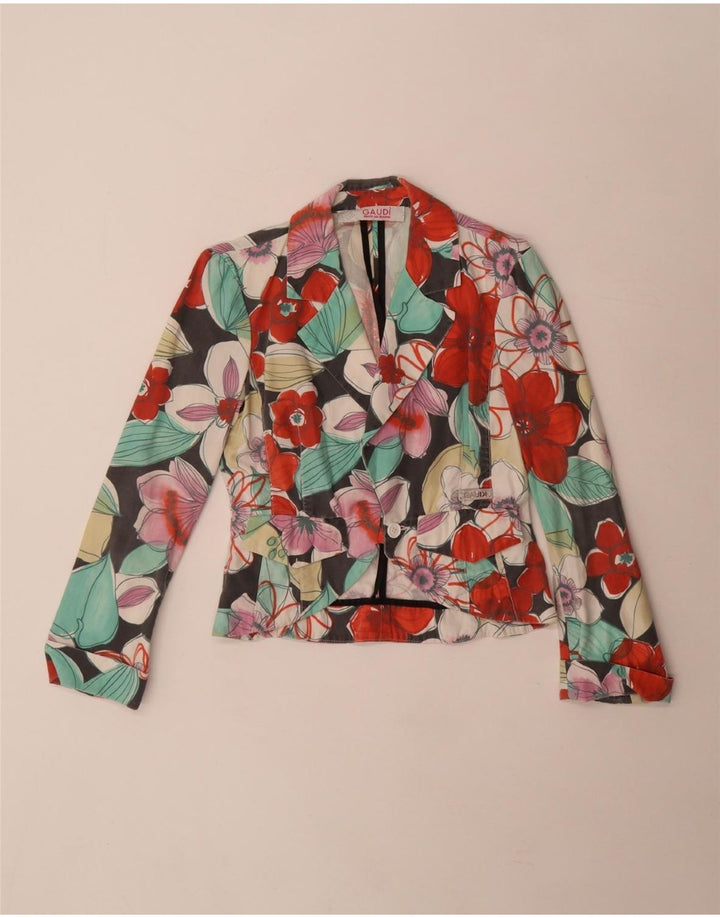 Gaudi Womens 2 Button Blazer Jacket EU 40 Medium Multicoloured Floral