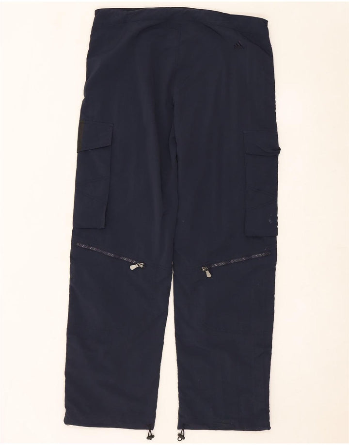 ADIDAS Mens Straight Cargo Trousers Small Navy Blue Nylon