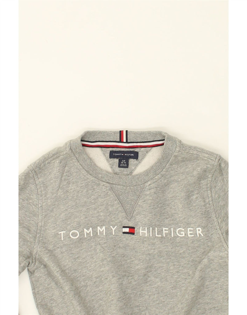 TOMMY HILFIGER Girls Graphic Sweatshirt Jumper 6-7 Years Small  Grey | Vintage Tommy Hilfiger | Thrift | Second-Hand Tommy Hilfiger | Used Clothing | Messina Hembry 