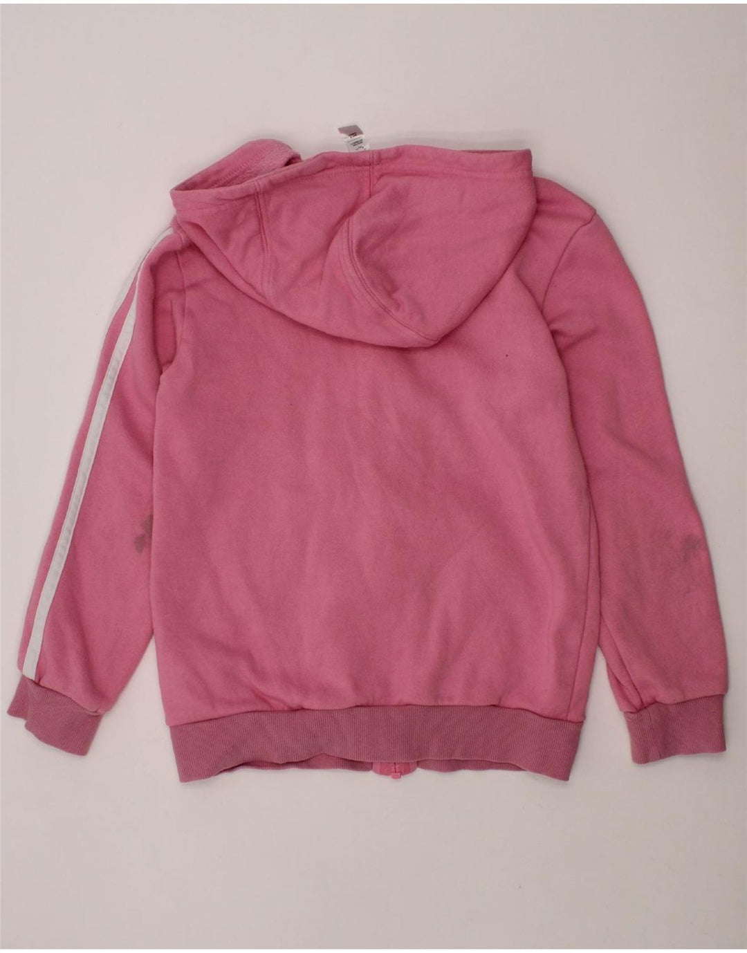 ADIDAS Girls Zip Hoodie Sweater 7-8 Years Pink Cotton