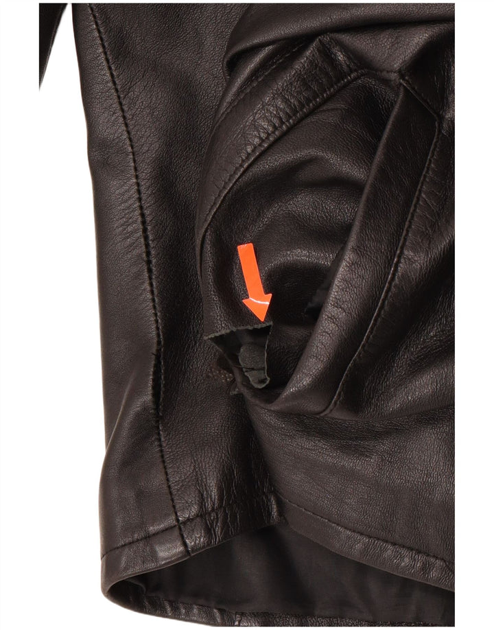VINTAGE Womens Leather Jacket UK 16 Large Black Leather