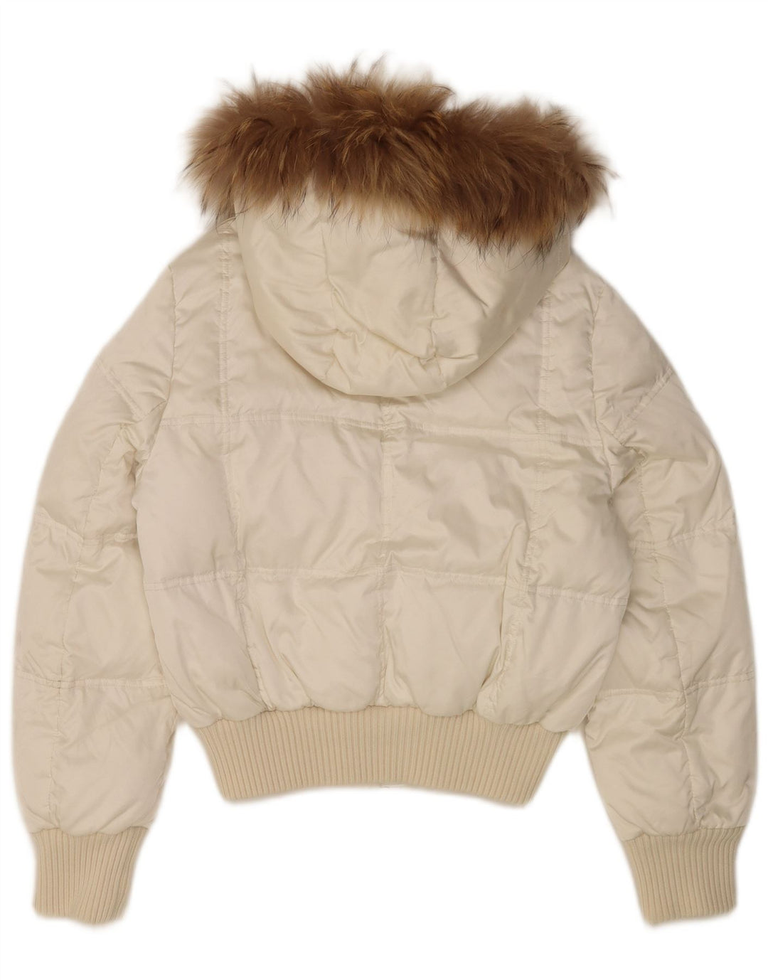 Vintage Womens Hooded Padded Jacket UK 14 Medium White Nylon