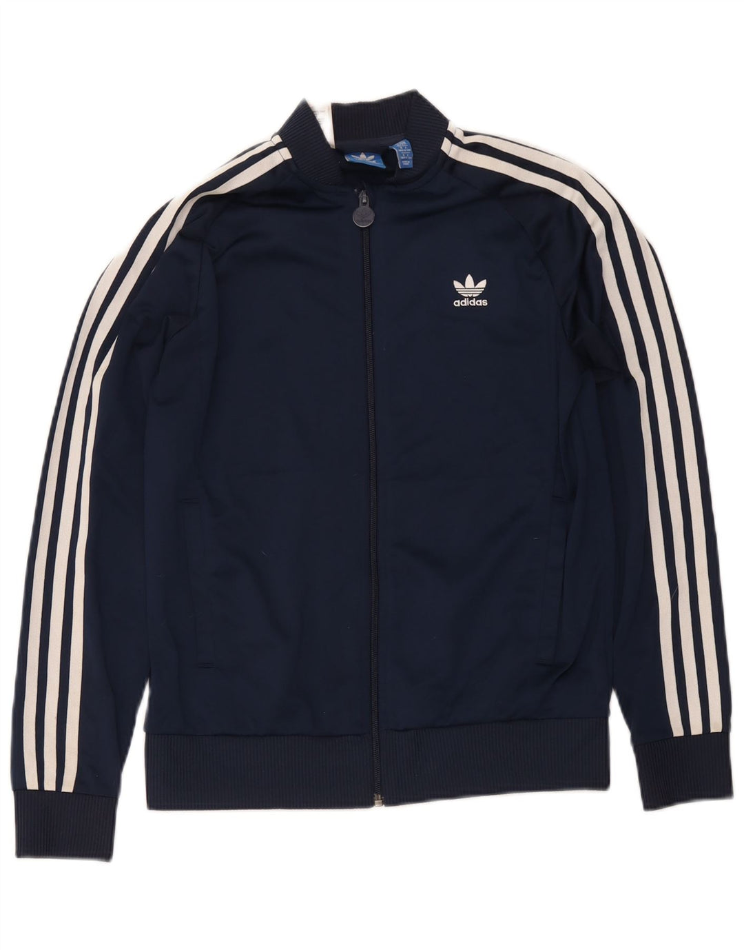 Adidas Boys Tracksuit Top Jacket 13-14 Years Navy Blue Polyester