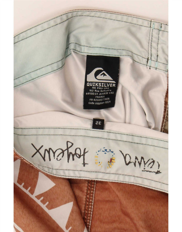 Quiksilver Mens Graphic Swimming Shorts Medium Brown Geometric Polyester