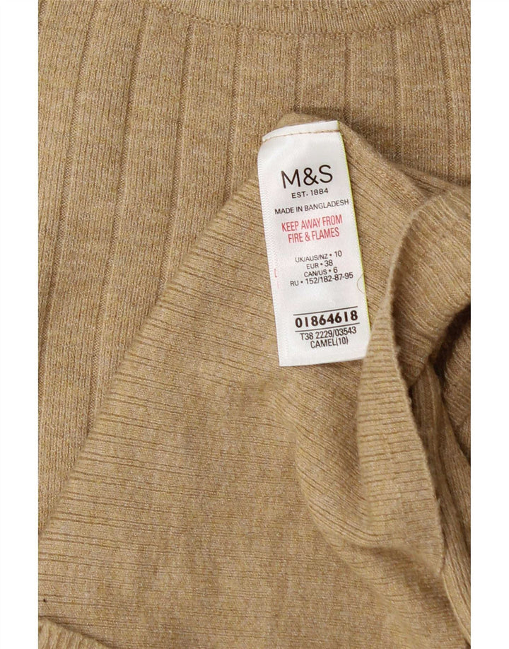 Marks & Spencer Womens Turtle Neck Jumper Sweater UK 10 Small Beige Viscose