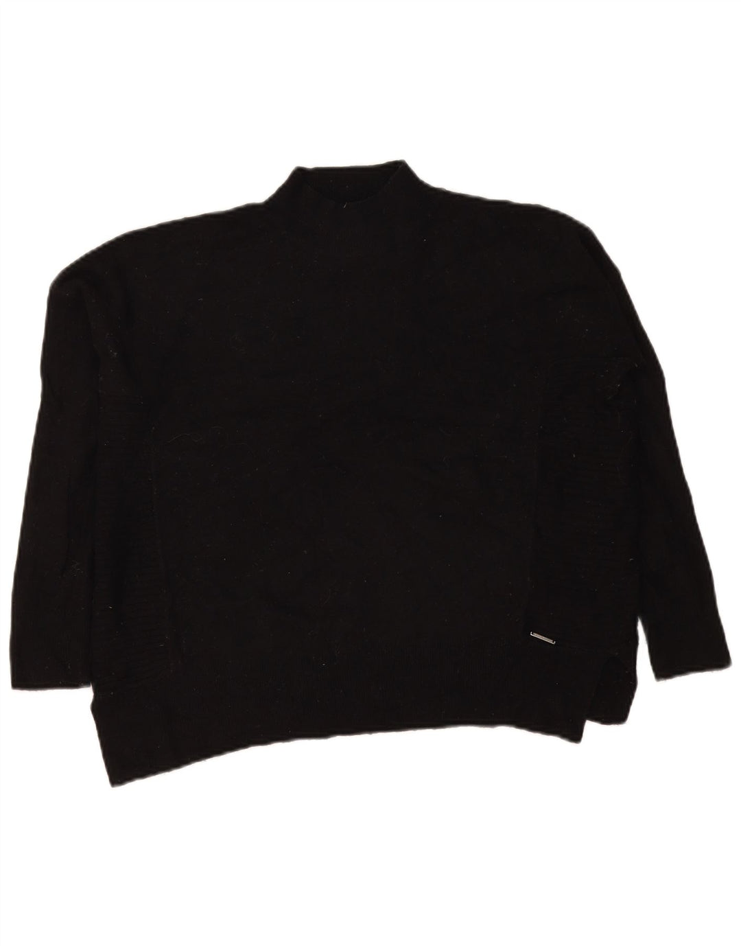 Superdry Womens Oversized Turtle Neck Jumper Sweater UK 8 Small Black Wool