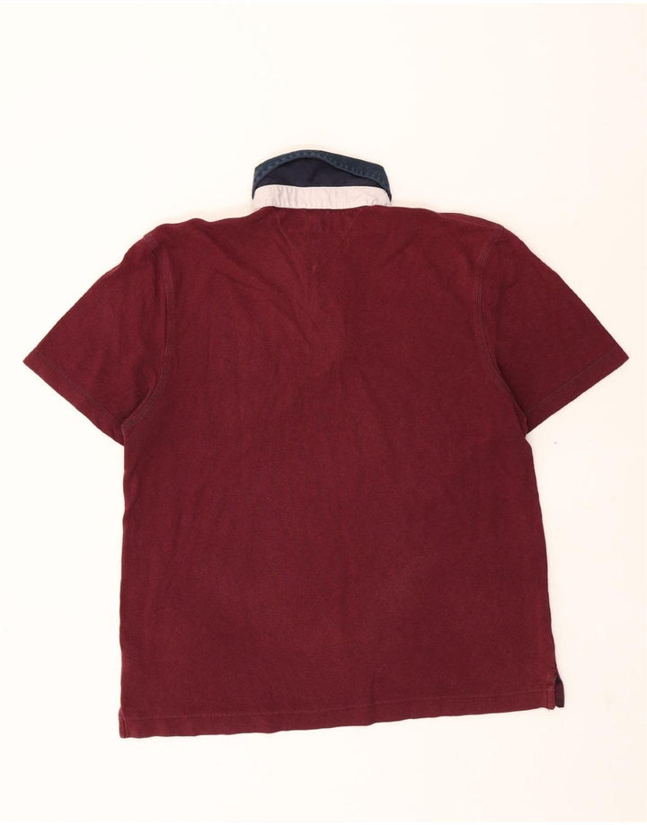 TOMMY HILFIGER Mens Polo Shirt Medium Burgundy Cotton Vintage Tommy Hilfiger and Second-Hand Tommy Hilfiger from Messina Hembry 