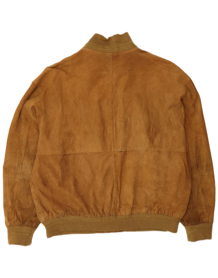 Conbipel Mens Suede Jacket Size 58 2XL Beige Leather