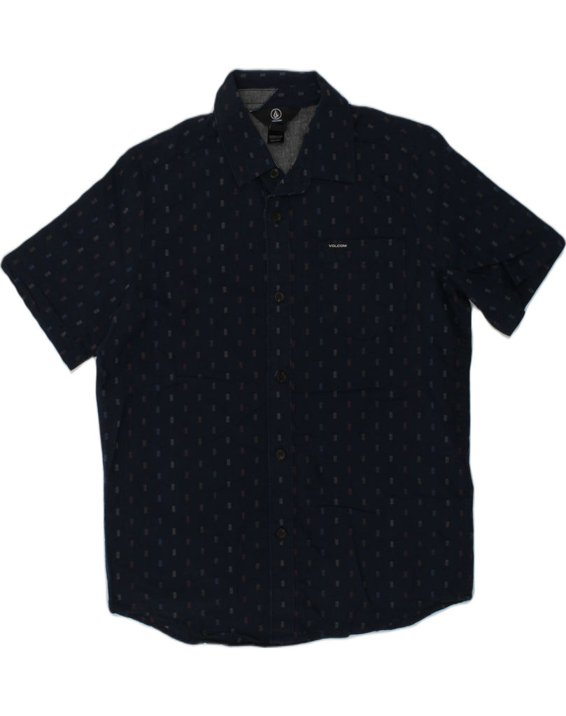 VOLCOM Boys Short Sleeve Shirt 9-10 Years Medium Navy Blue Geometric | Vintage Volcom | Thrift | Second-Hand Volcom | Used Clothing | Messina Hembry 