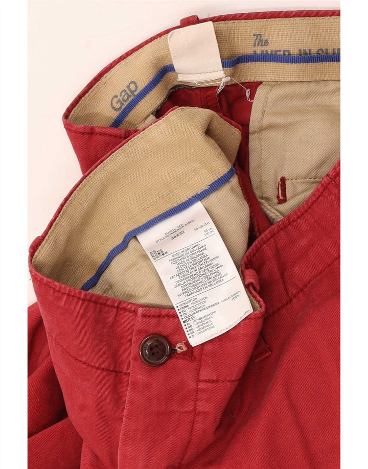 Gap Mens Straight Chino Trousers W34 L32 Red Cotton