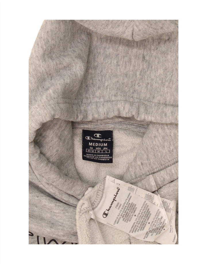 Champion Mens Graphic Hoodie Jumper Medium Grey Flecked Cotton