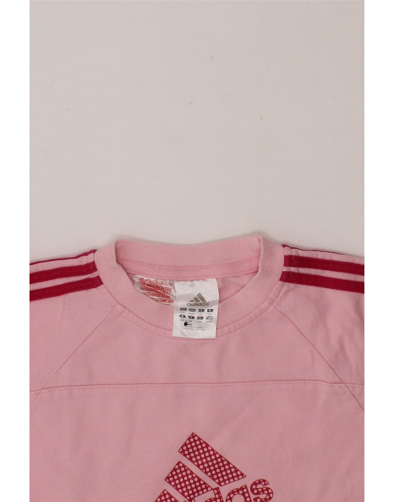 ADIDAS Girls Graphic Sweatshirt Jumper 3-4 Years Pink Cotton Vintage Adidas and Second-Hand Adidas from Messina Hembry 