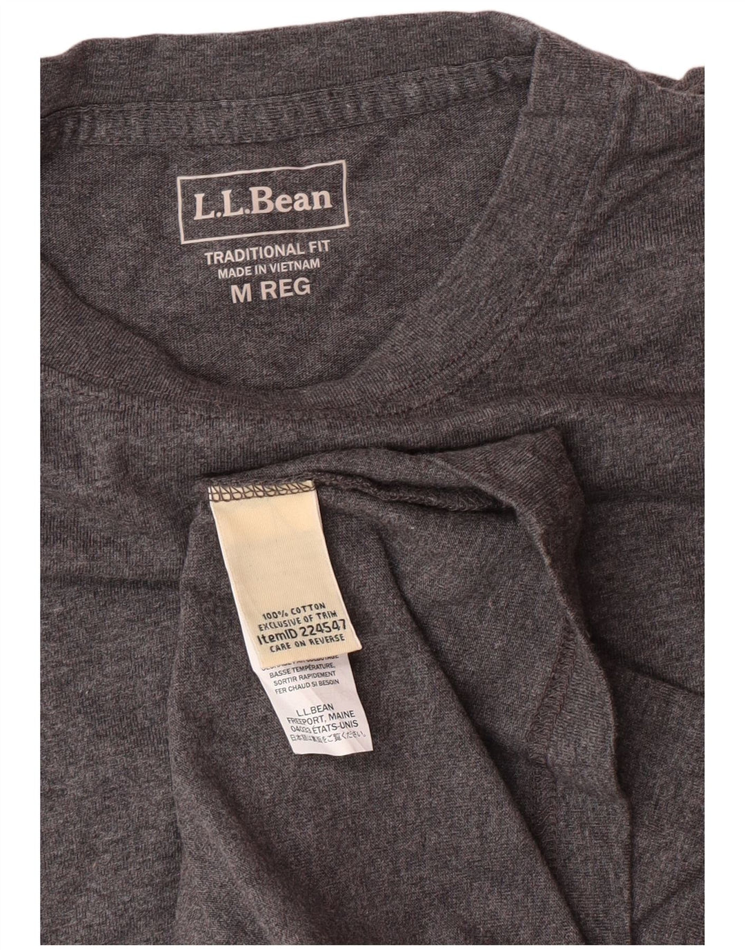 L.L.BEAN Mens Traditional Fit T-Shirt Top Medium Grey Cotton