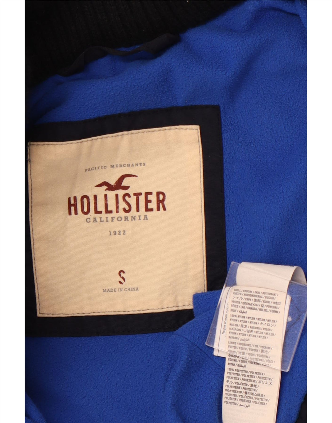 HOLLISTER Womens Hooded Windbreaker Jacket UK 10 Small Navy Blue Nylon