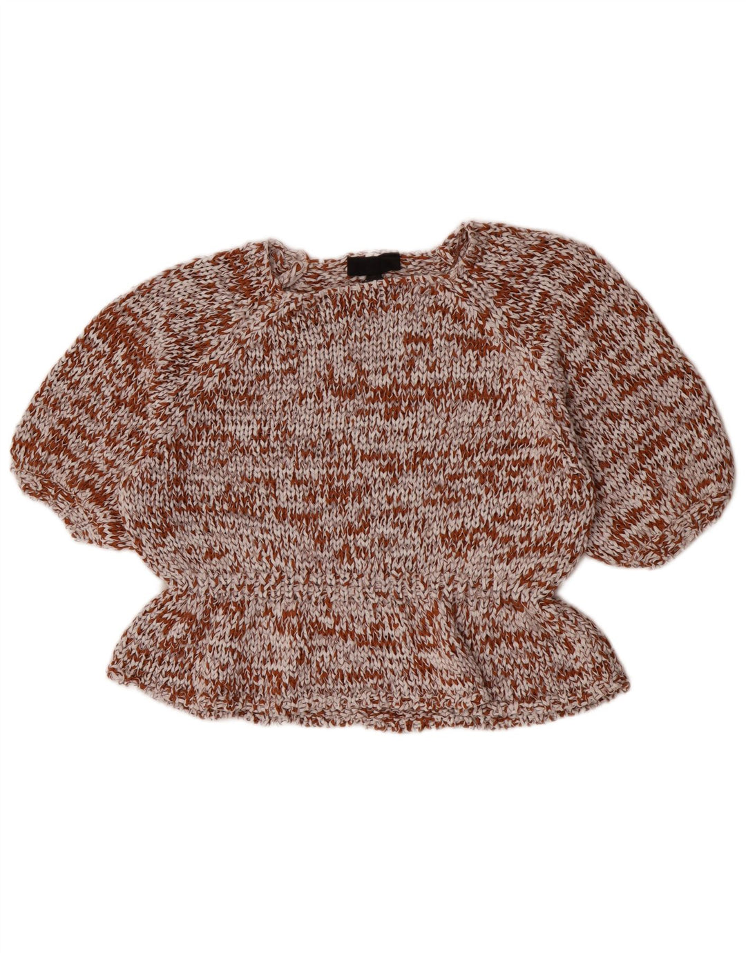 Zara Womens Oversized Crochet Blouse Top UK 10 Small Brown Cotton