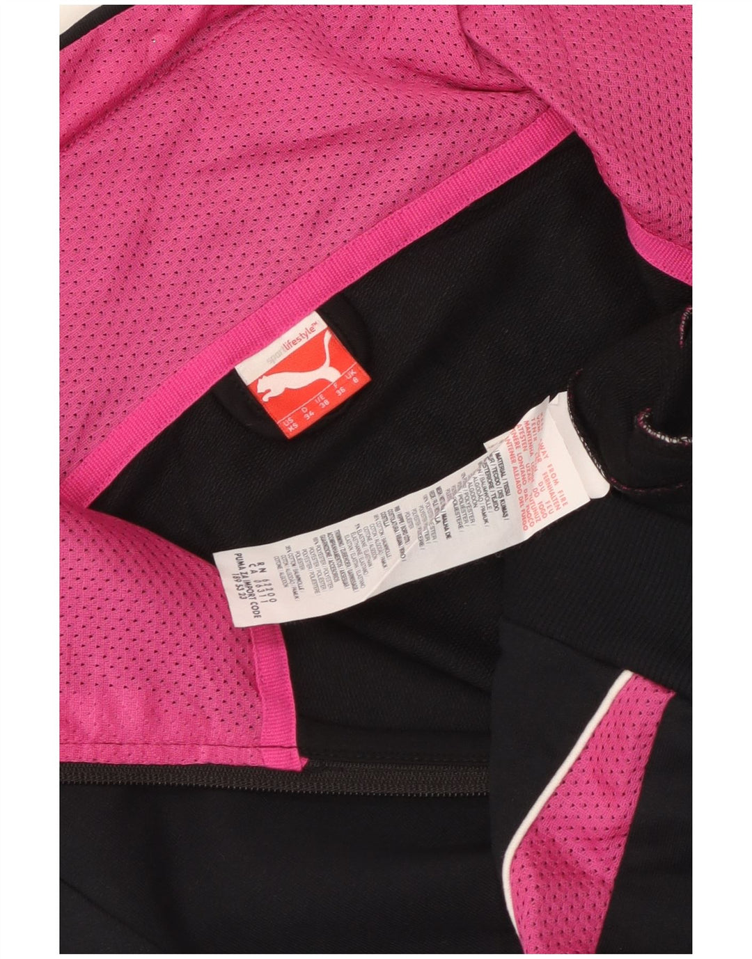 Puma Womens Tracksuit Top Jacket UK 8 Small Black Colourblock Cotton