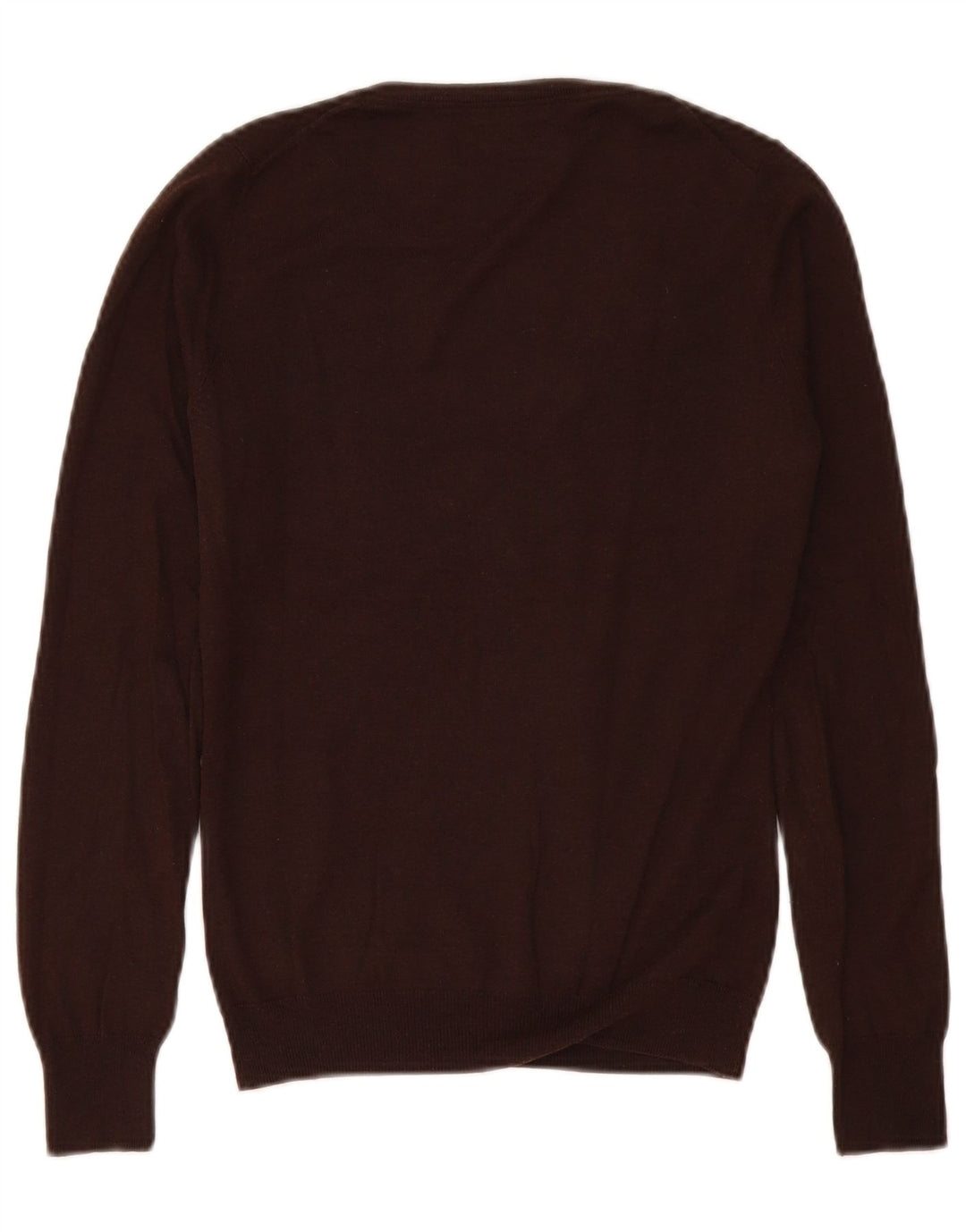 Massimo Dutti Womens V-Neck Jumper Sweater UK 10 Small Brown Silk