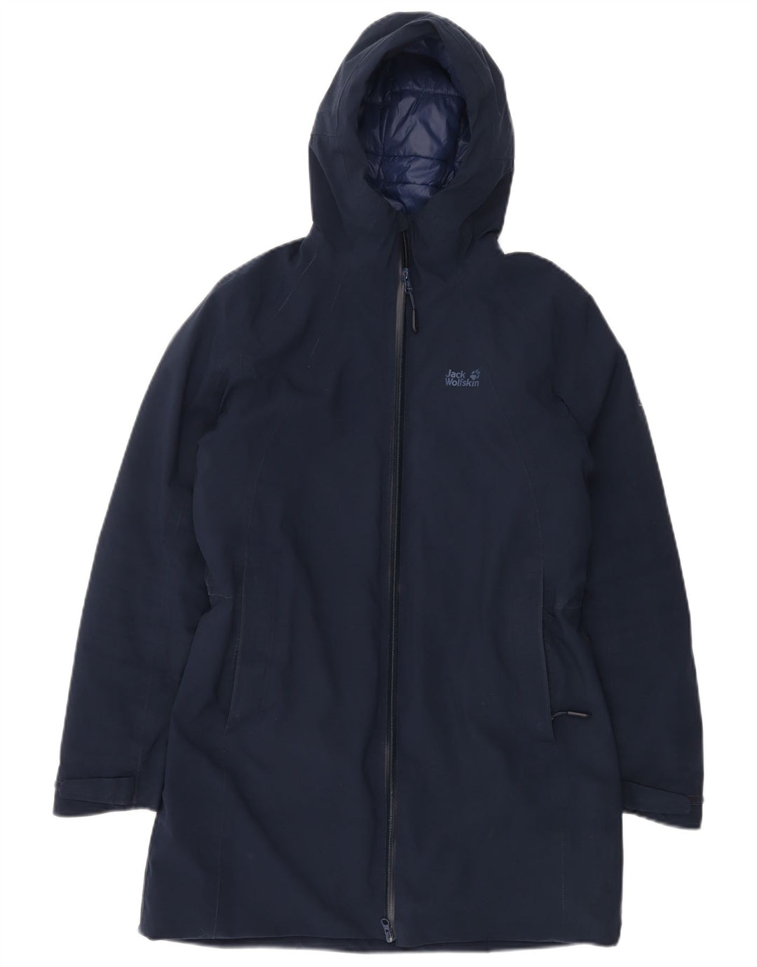 JACK WOLFSKIN Womens Oversized Hooded Windbreaker Coat UK 6 XS Navy Blue