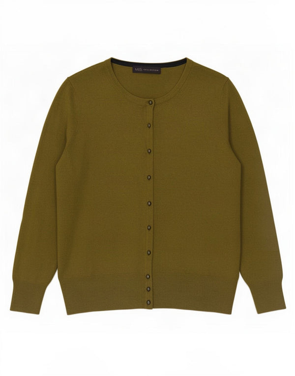 Marks & Spencer Womens Cardigan Sweater UK 14 Large Green Viscose