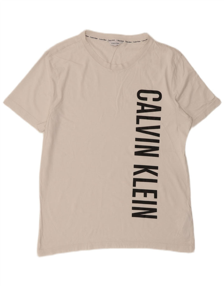 Calvin Klein Mens Graphic T-Shirt Top Medium White Cotton