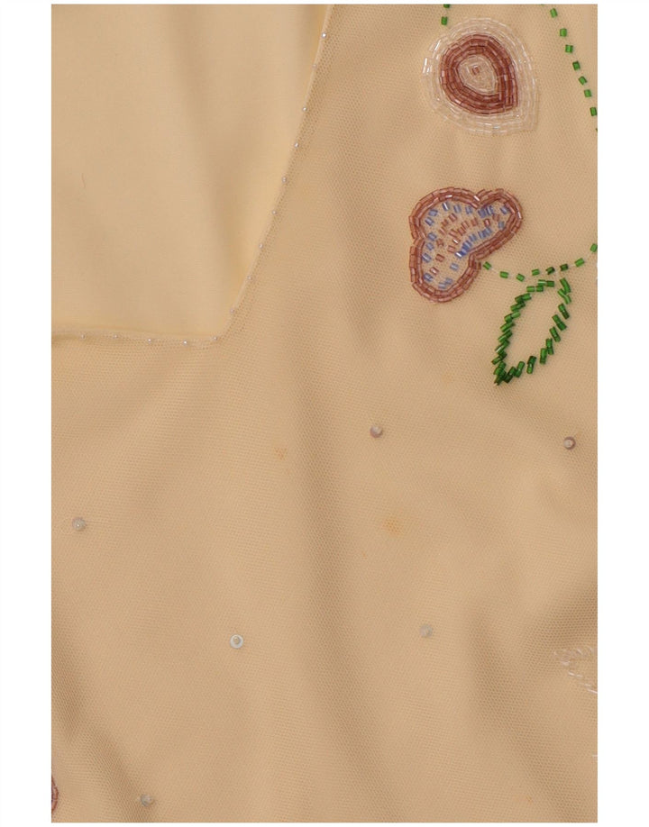 COAST Womens Crop See Through Blouse Top UK 16 Large Yellow Polyester