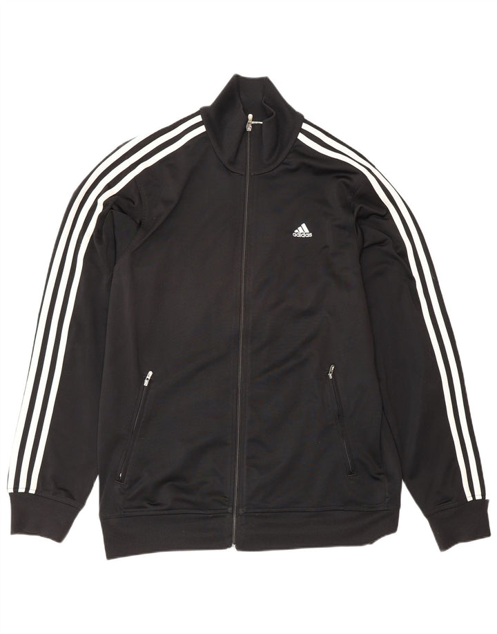 Adidas Mens Tracksuit Top Jacket UK 38/40 Medium Black Polyester