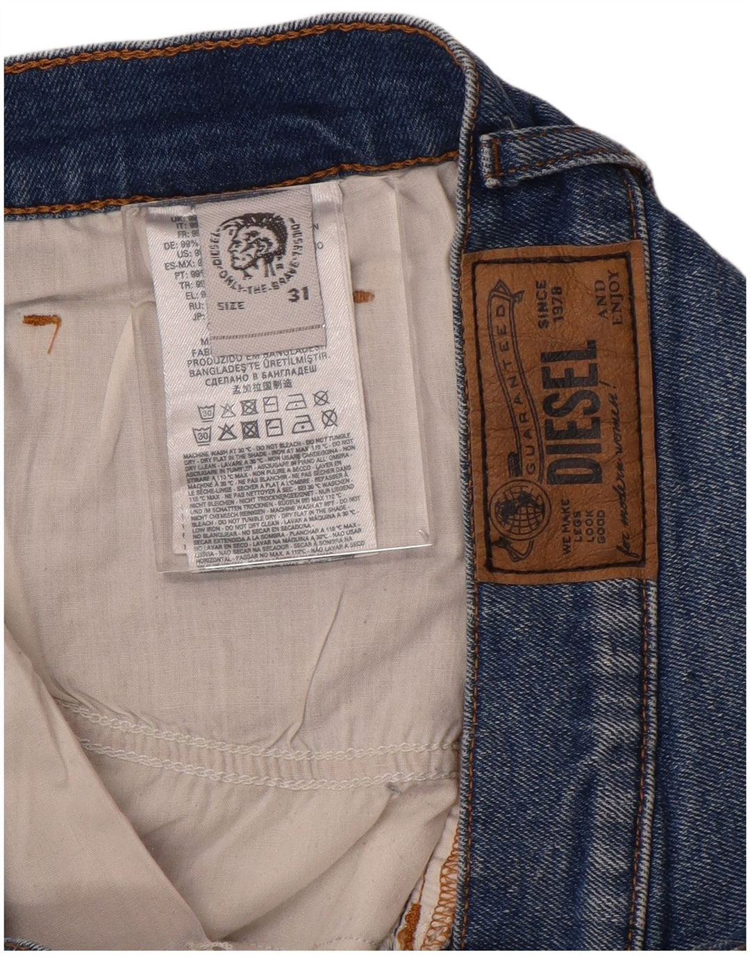 DIESEL Womens Distressed Denim Shorts W31 Medium Blue Cotton