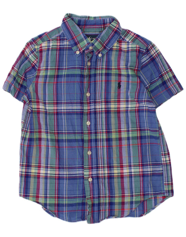 Ralph Lauren Boys Short Sleeve Shirt 4-5 Years Blue Check Cotton