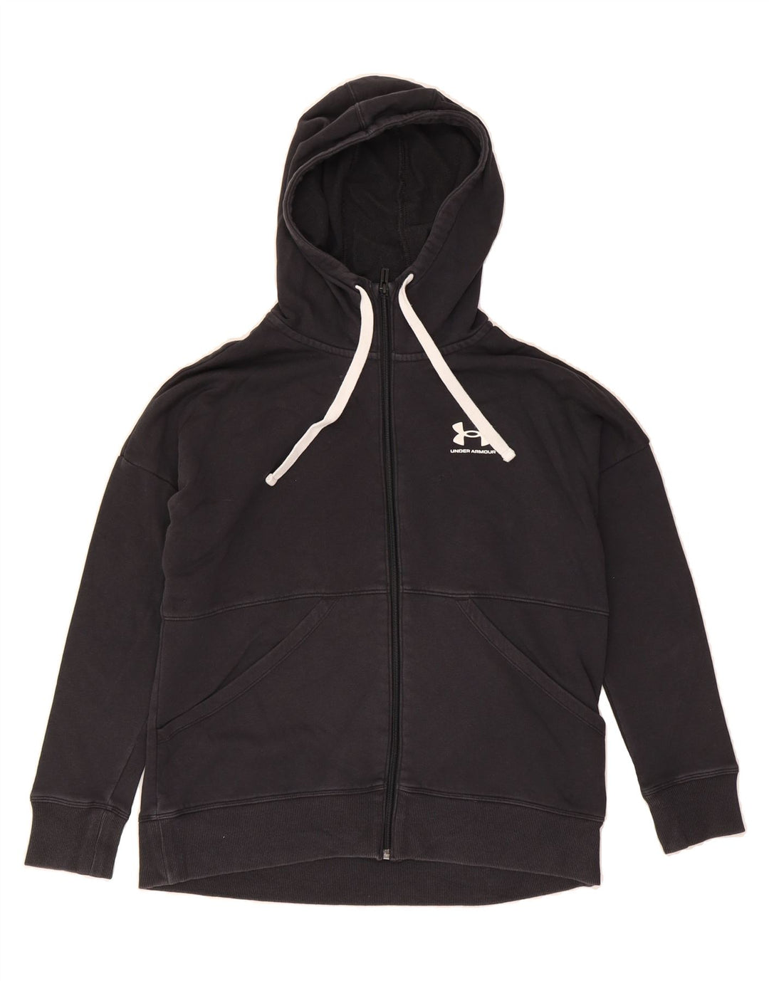 UNDER ARMOUR Mens Loose Fit Zip Hoodie Sweater Small Black Cotton Vintage Under Armour and Second-Hand Under Armour from Messina Hembry 