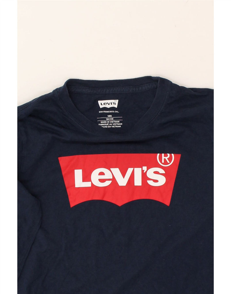 LEVI'S Boys Graphic Top Long Sleeve 13-14 Years Navy Blue Cotton | Vintage Levi's | Thrift | Second-Hand Levi's | Used Clothing | Messina Hembry 