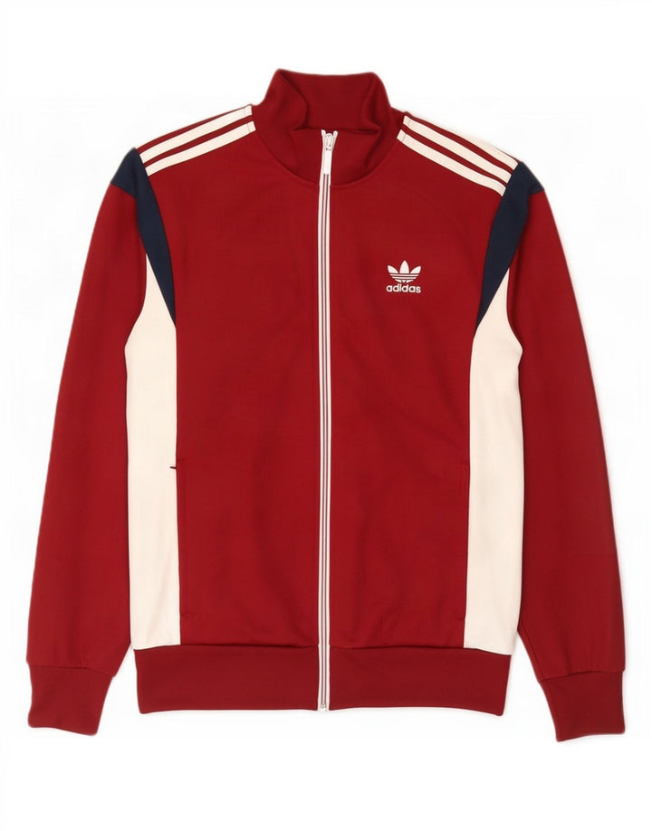 Adidas Mens Tracksuit Top Jacket Medium Burgundy Colourblock