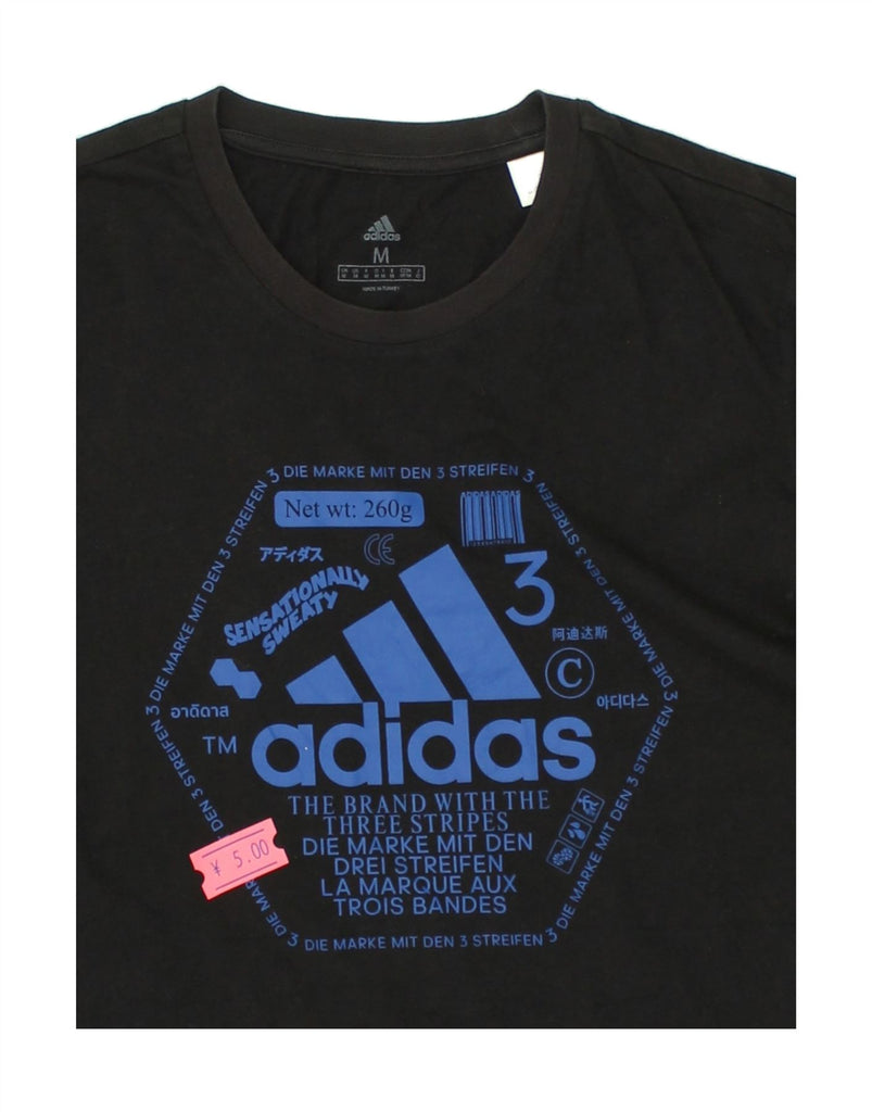 ADIDAS Mens Graphic T-Shirt Top Medium Black Cotton | Vintage Adidas | Thrift | Second-Hand Adidas | Used Clothing | Messina Hembry 