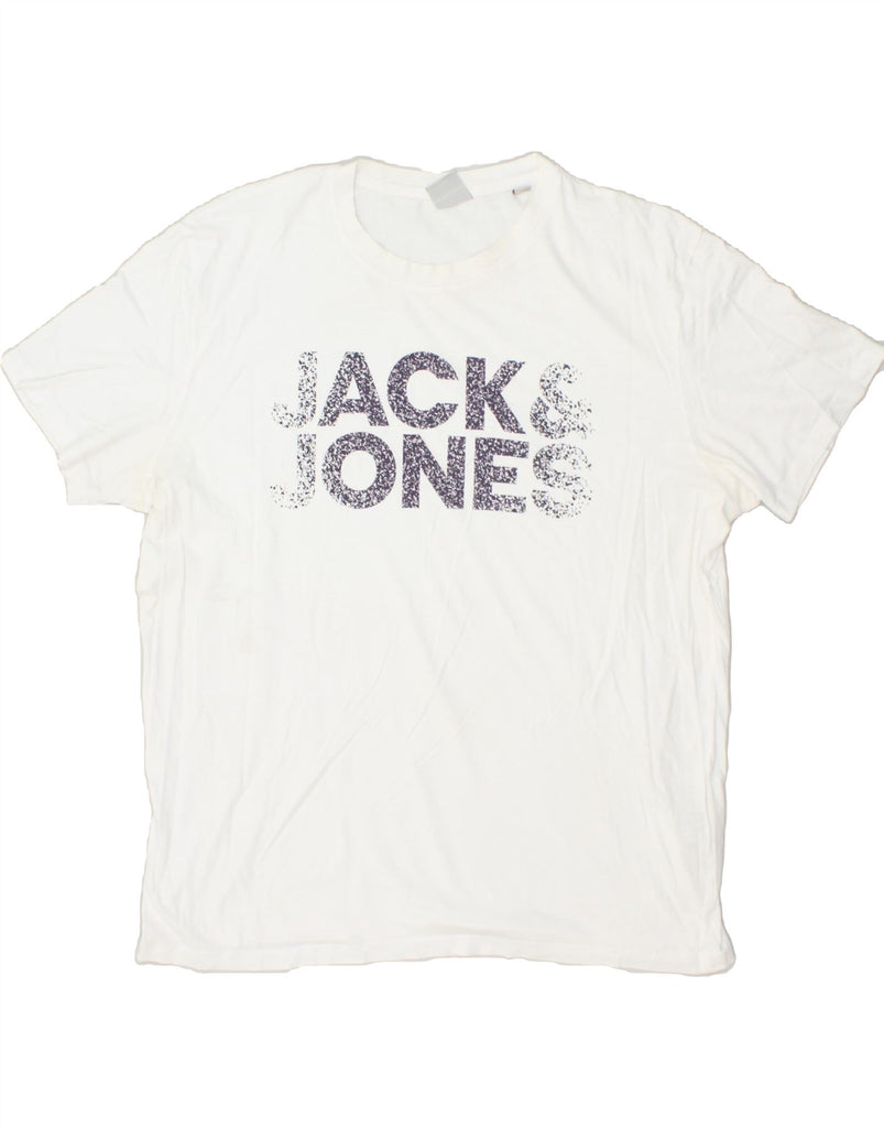 JACK & JONES Mens Graphic T-Shirt Top 2XL White Cotton | Vintage Jack & Jones | Thrift | Second-Hand Jack & Jones | Used Clothing | Messina Hembry 