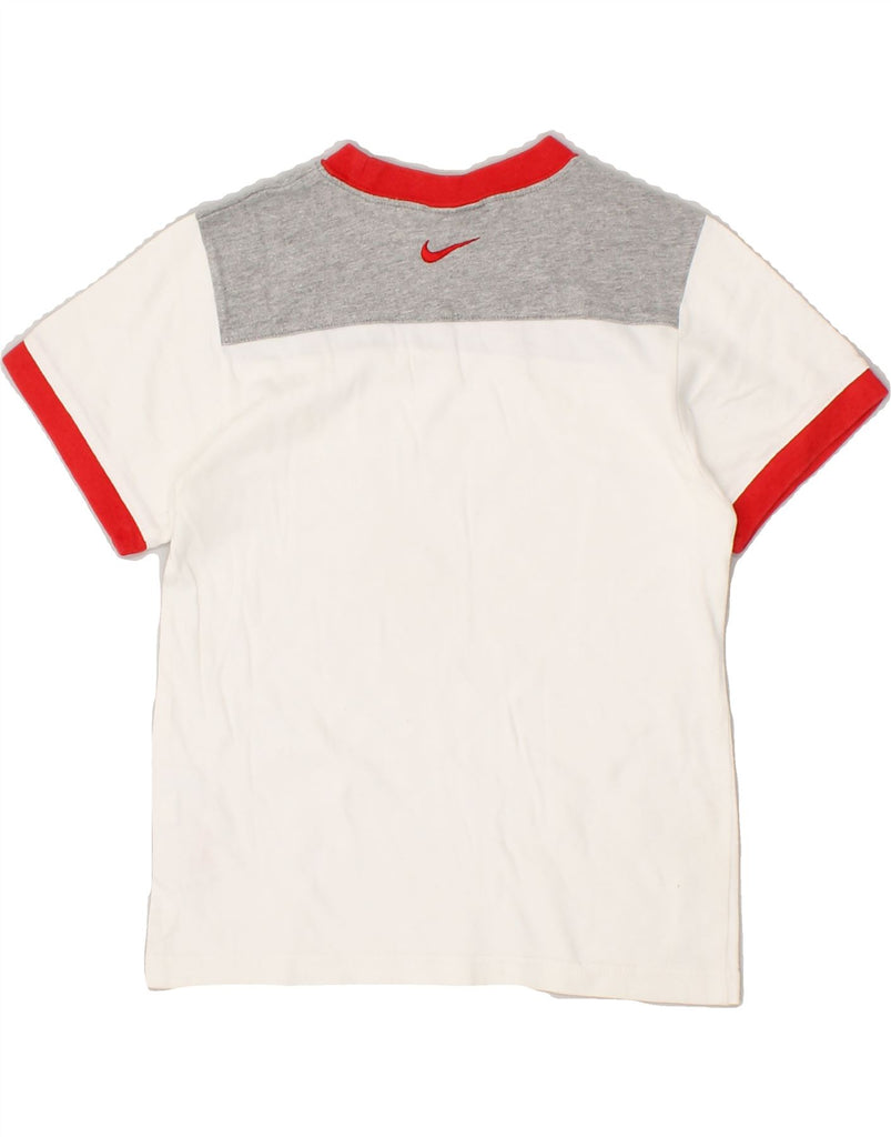 NIKE Boys Graphic T-Shirt Top 5-6 Years Medium  White Colourblock Cotton | Vintage Nike | Thrift | Second-Hand Nike | Used Clothing | Messina Hembry 