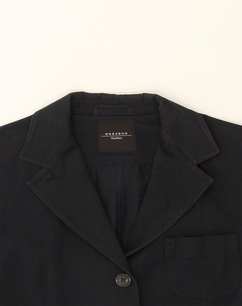 MAX MARA Womens 3 Button Blazer Jacket UK 10 Small Black Cotton | Vintage Max Mara | Thrift | Second-Hand Max Mara | Used Clothing | Messina Hembry 