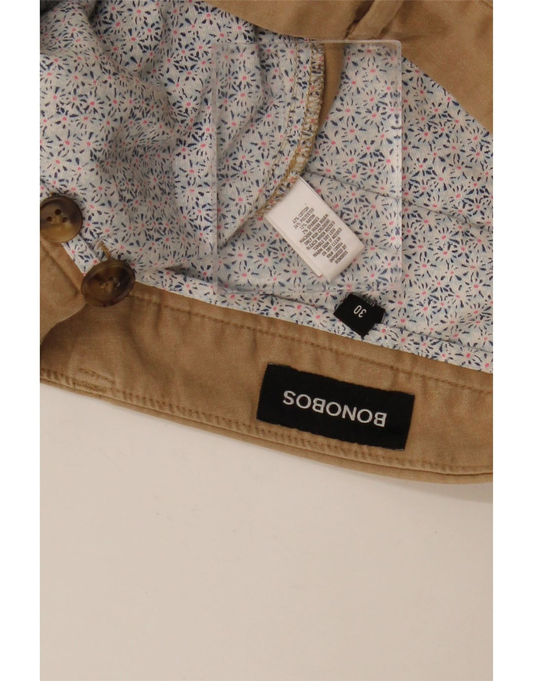 BONOBOS Mens Chino Shorts W30 Medium Beige Cotton