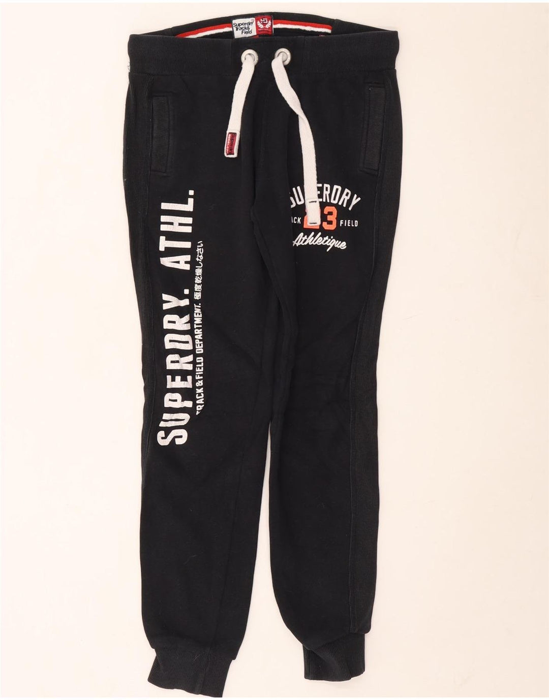 Superdry Mens Graphic Tracksuit Trousers Joggers Large Navy Blue Cotton