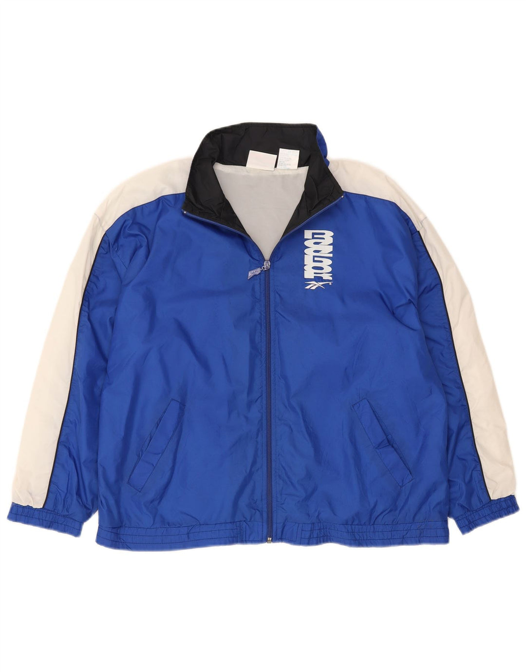 Reebok Womens Graphic Tracksuit Top Jacket UK 18 XL Navy Blue Nylon