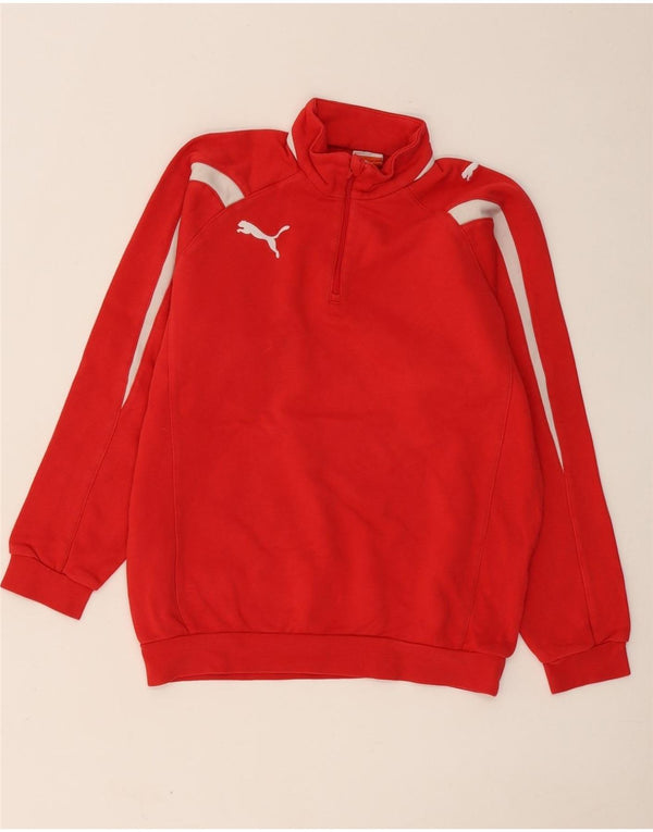 Puma Boys Zip Neck Sweatshirt Jumper 13-14 Years  Red Colourblock Cotton