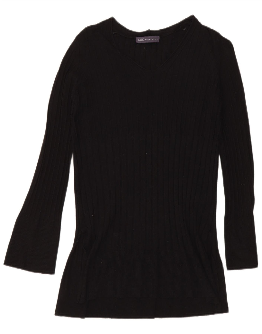 Marks & Spencer Womens V-Neck Jumper Sweater UK 8 Small  Black Viscose